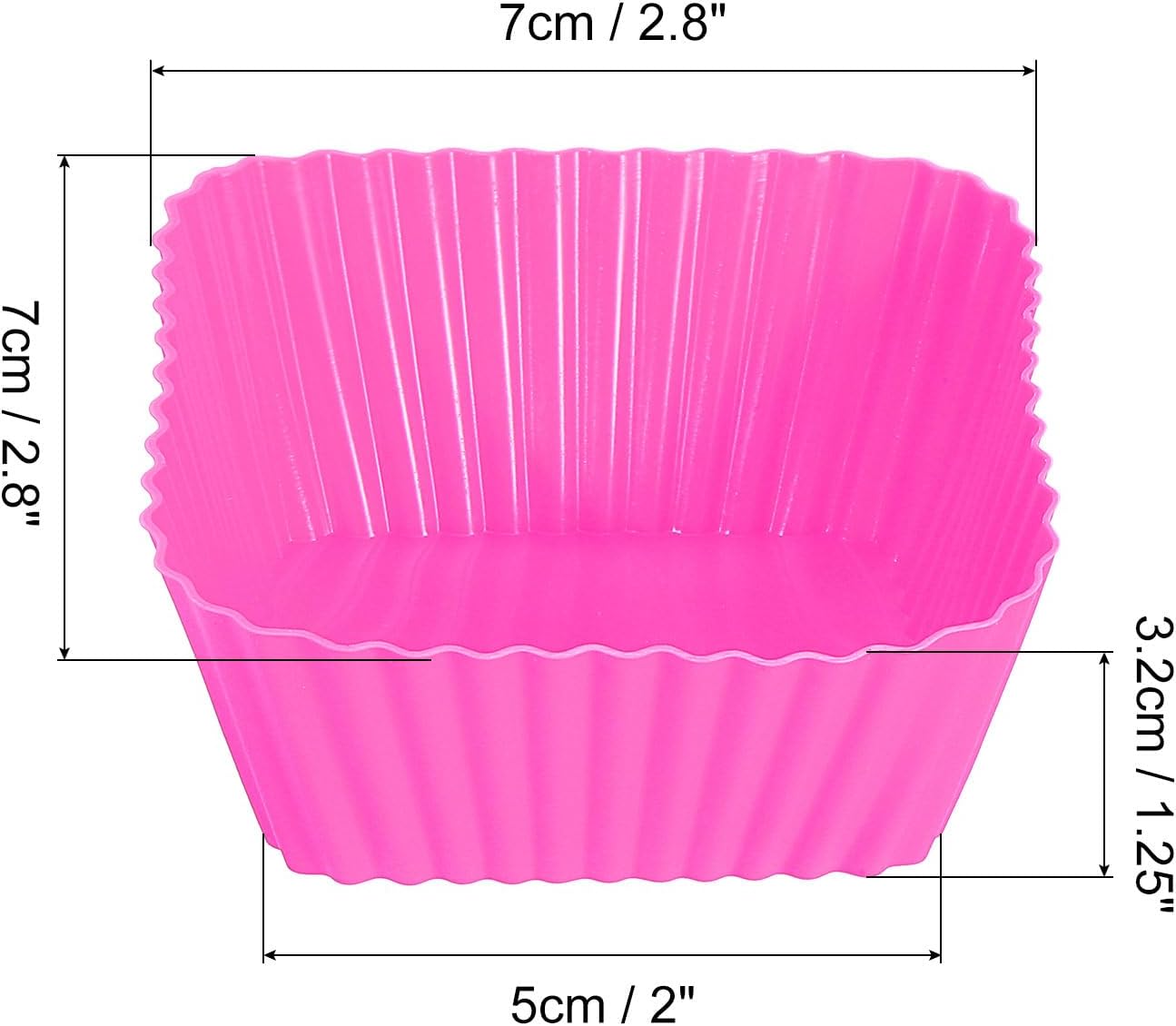 uxcell 36Pcs Silicone Cupcake Baking Cups, Silicone Muffins Liners Non-Stick Square Baking Cups, for Cooking Eggs Baking Muffins and Make a Cake(Rose Red)