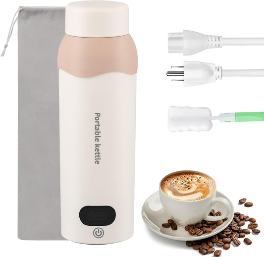 Portable Travel Electric Kettle Small Water Boiler 450ml Plug in Water Heater 304 Stainless Steel