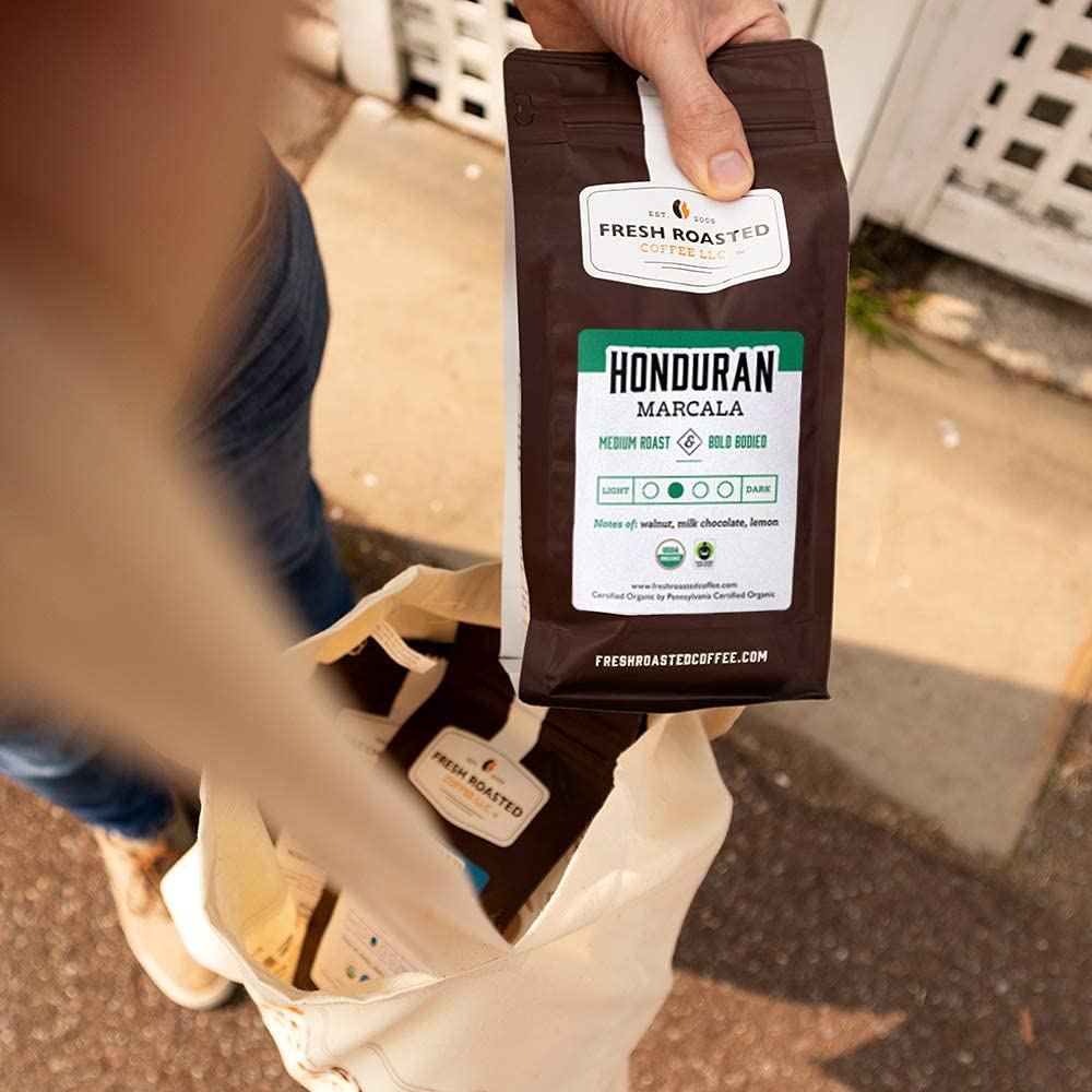 Fresh Roasted Coffee, Organic Honduran Marcala | USDA Organic, 100% Single Origin, Kosher | Medium Roast 5 lb (80 oz) Ground