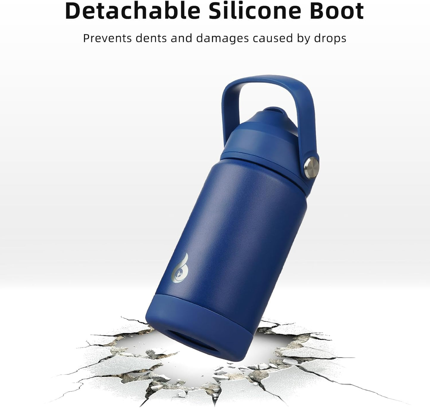 BJPKPK Insulated Water Bottle with Straw Lid, 12oz Thermos Water Bottles, Flex Handle & Non-slip Boot, BPA Free Leak Proof Stainless Steel Metal Thermos, Tumblers, Cups, Sea Salt