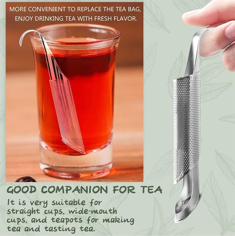 Stainless Steel Tea Diffuser, 2025 New Tea Artifact Creative Pipe Tea Infuser Mesh Strainer with Hanging Hook Handle, Universal Fine Holes Tea Interval Diffuser for Loose Tea Leaf Coffee Etc (4)