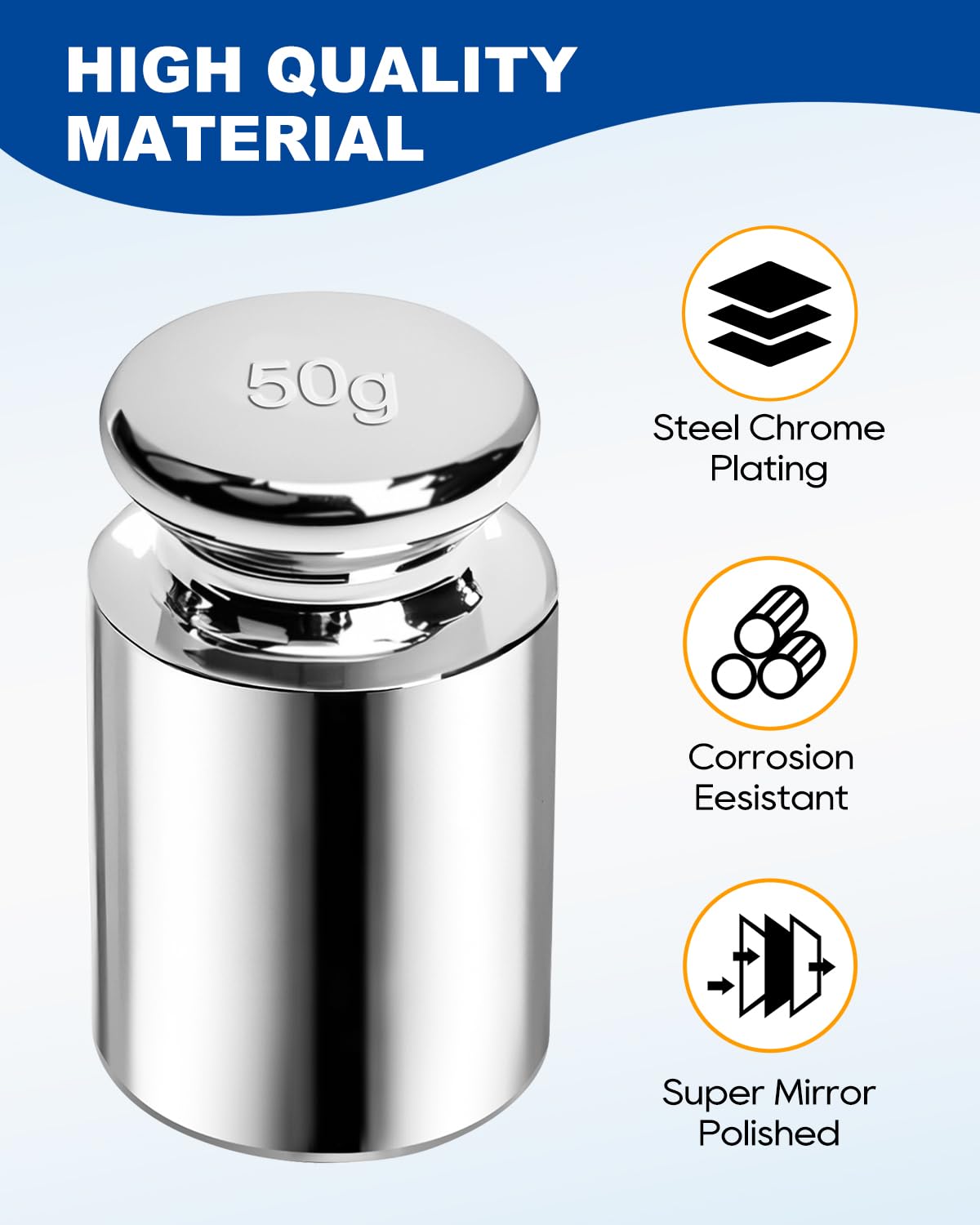 UCEC Calibration Weights for Digital Scale, 50g Gram Weights, Precision Stainless Steel Balance Scale Calibration Weight for Lab Educational Science