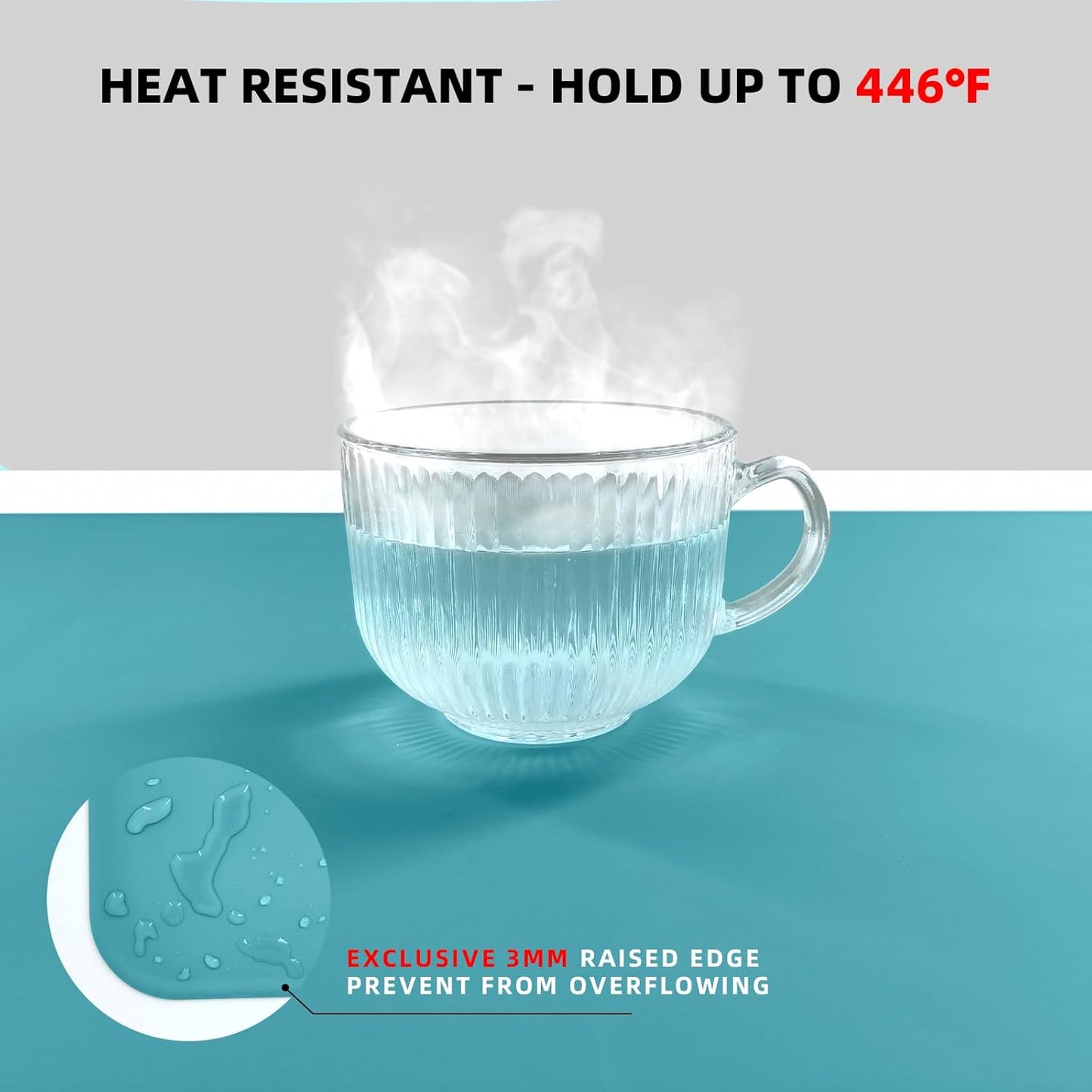 KVK 43.3×25.6in Silicone Mats for Kitchen Counter - Extra Large Silicone Mat Heat Resistant - Glossy Bottom Non Slip - Universal Painting Craft Resin Mat Table Countertop Protector, Transparent