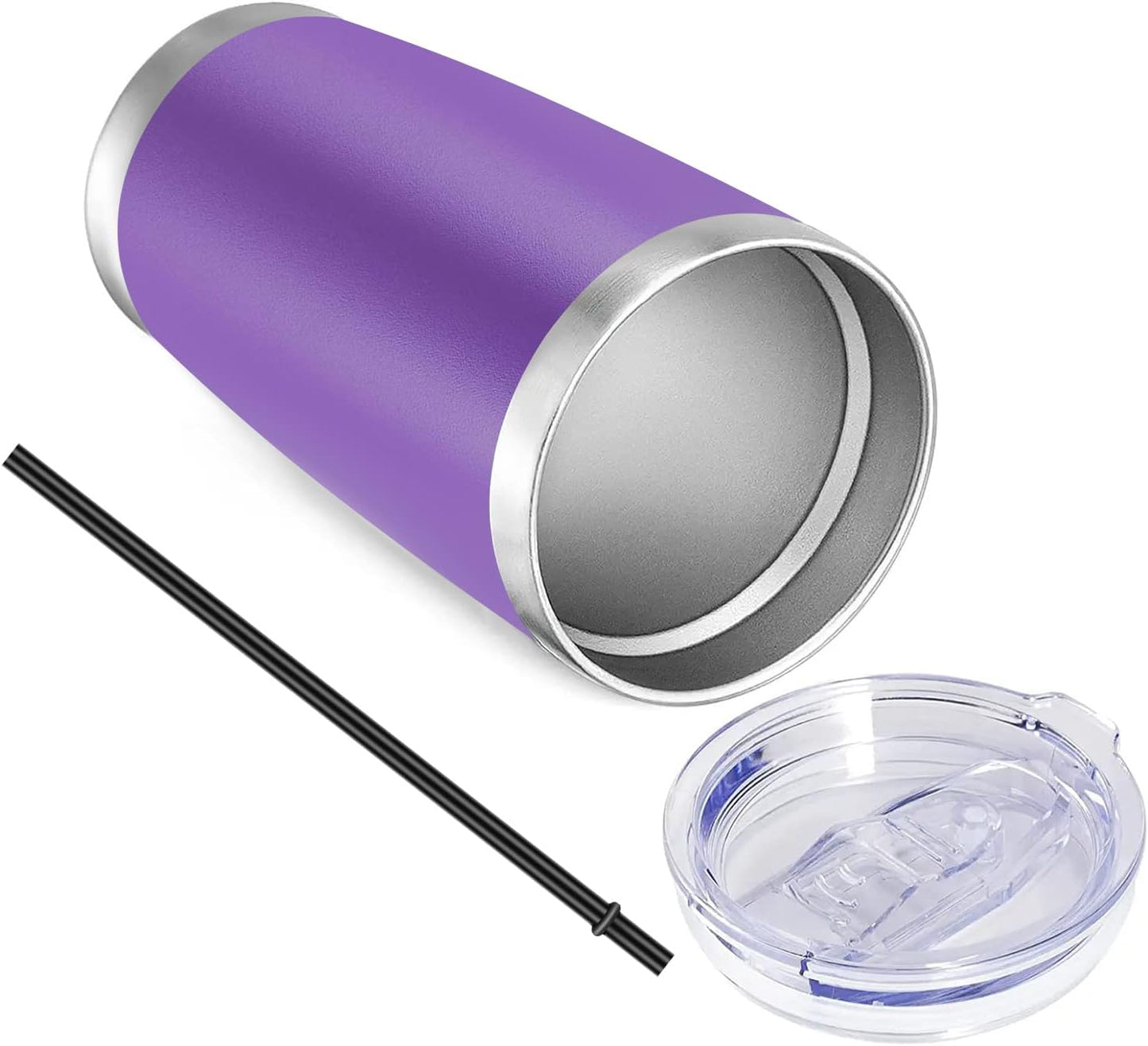 VEGOND 20oz Tumbler with Lid and Straw Stainless Steel Tumbler Cup Bulk Vacuum Insulated Double Wall Travel Coffee Mug Powder Coated Coffee Cup(Purple 12 Pack)