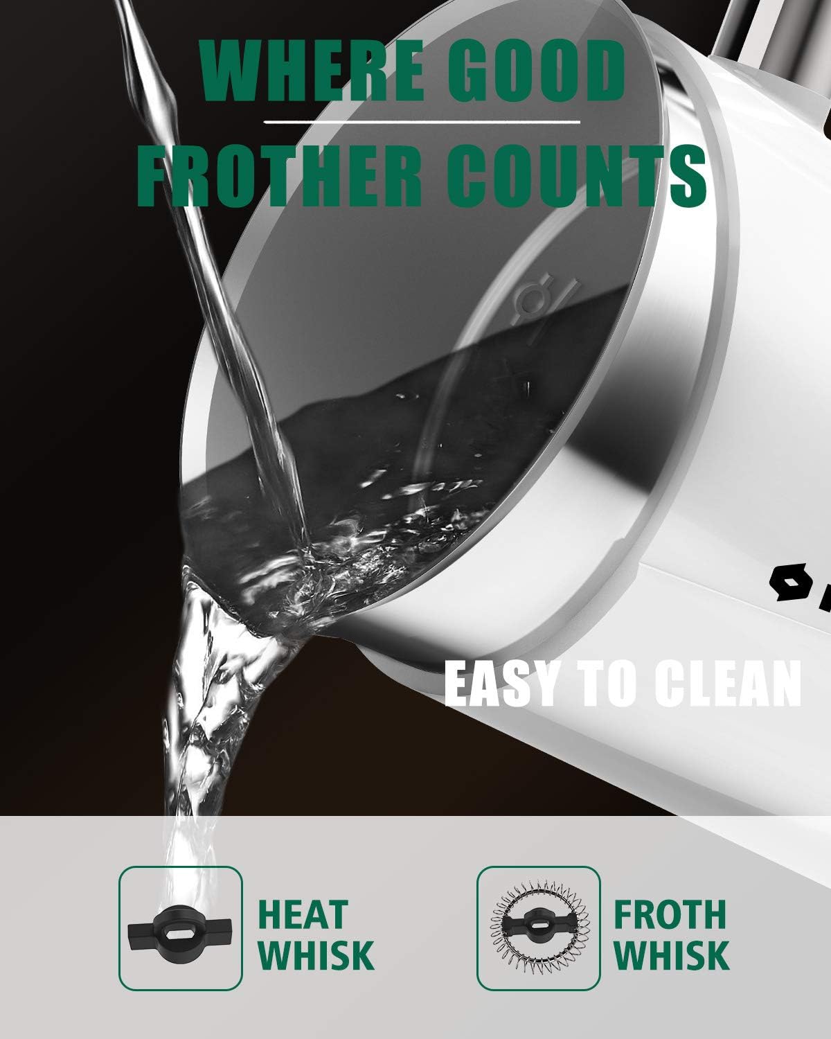 Huogary Milk Frother, Milk Steamer for Milk Foam & Hot Milk(4.5oz/10.5oz), Electric Milk Frother and Warmer for Homemade Coffee, 120V (white)