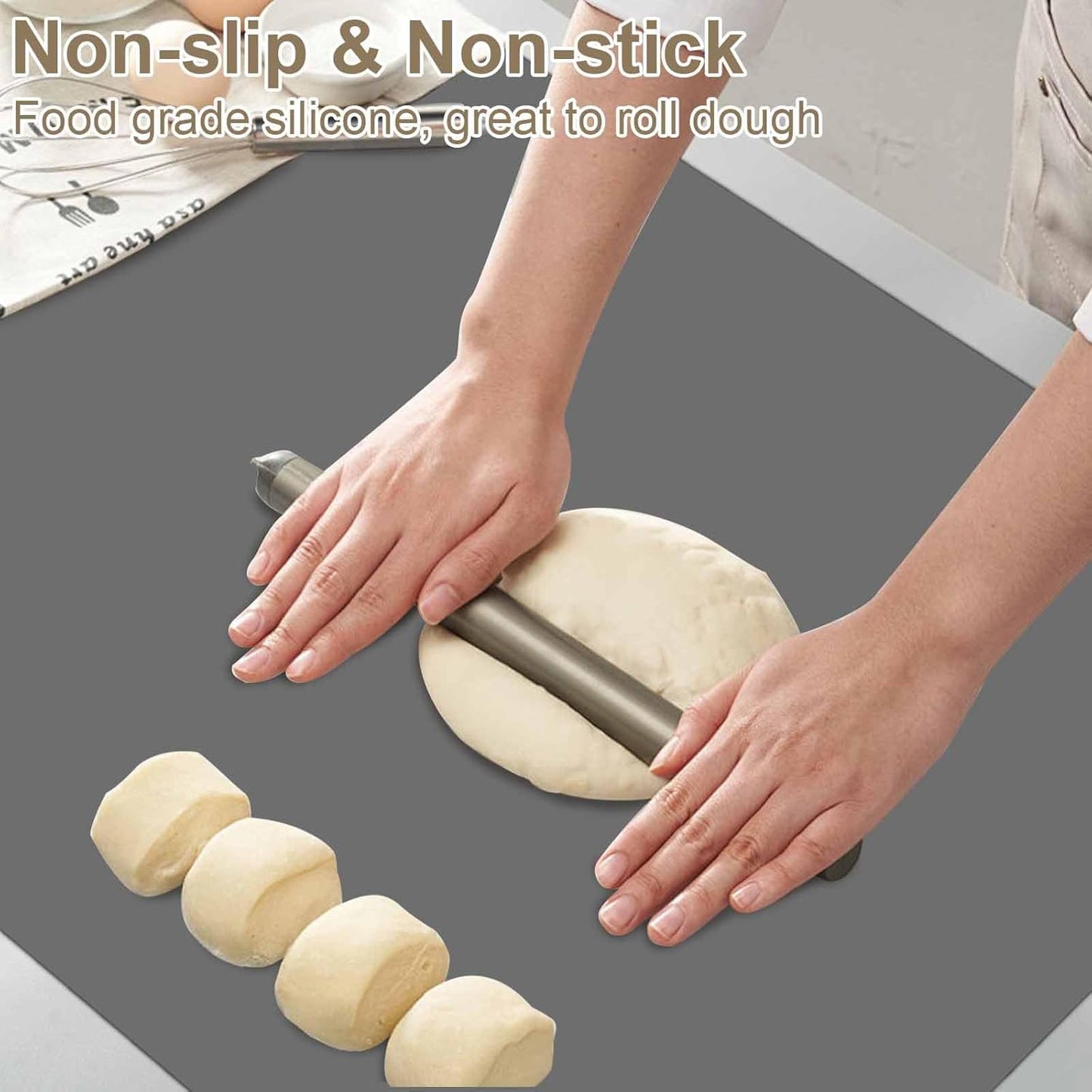 35.4"x23.6"(90cmx60cm) Large Silicone Mat for Kitchen Counter, Non-Slip Heat Resistant Countertop Protector, Waterproof Multipurpose Mat for Kitchen Island, Semitransparent