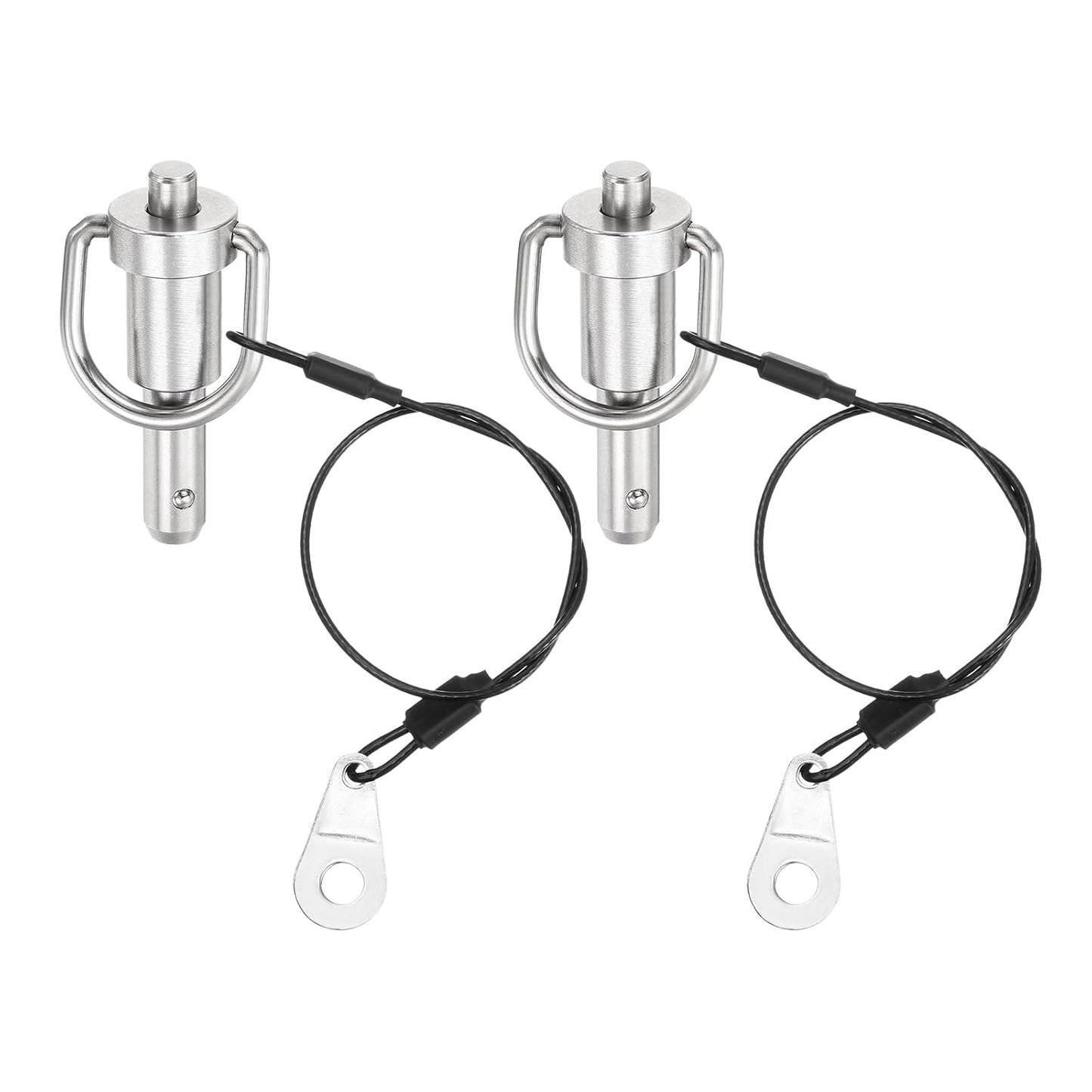 uxcell 2 Pcs Quick Release Pin, 5/16" x 0.5"(Dia. x L) Push-Button Ball Locking Pin 304 Stainless Steel Ring Handle Locking Pin with Wire for Audio Bimini Top Marine, Silver