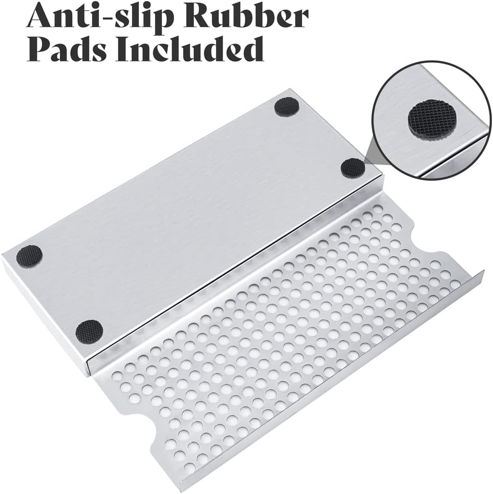 TMCRAFT Beer Drip Trays, Stainless Steel Kegerator Drip Tray with Non-Slip Rubber Pad, Highly Polished Surface Drip Tray for Restaurants, Kitchens, and Bars