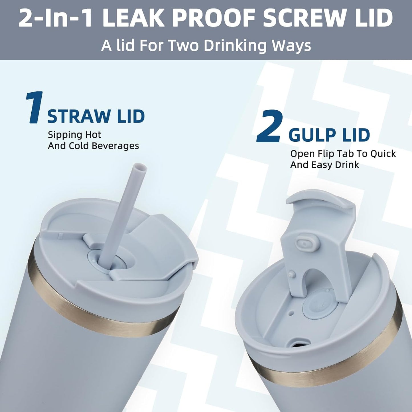 BJPKPK 22oz Stainless Steel Insulated Tumbler With lid And Straw Travel Coffee Thermal Tumblers Cup For Women And Men,Modern Blue