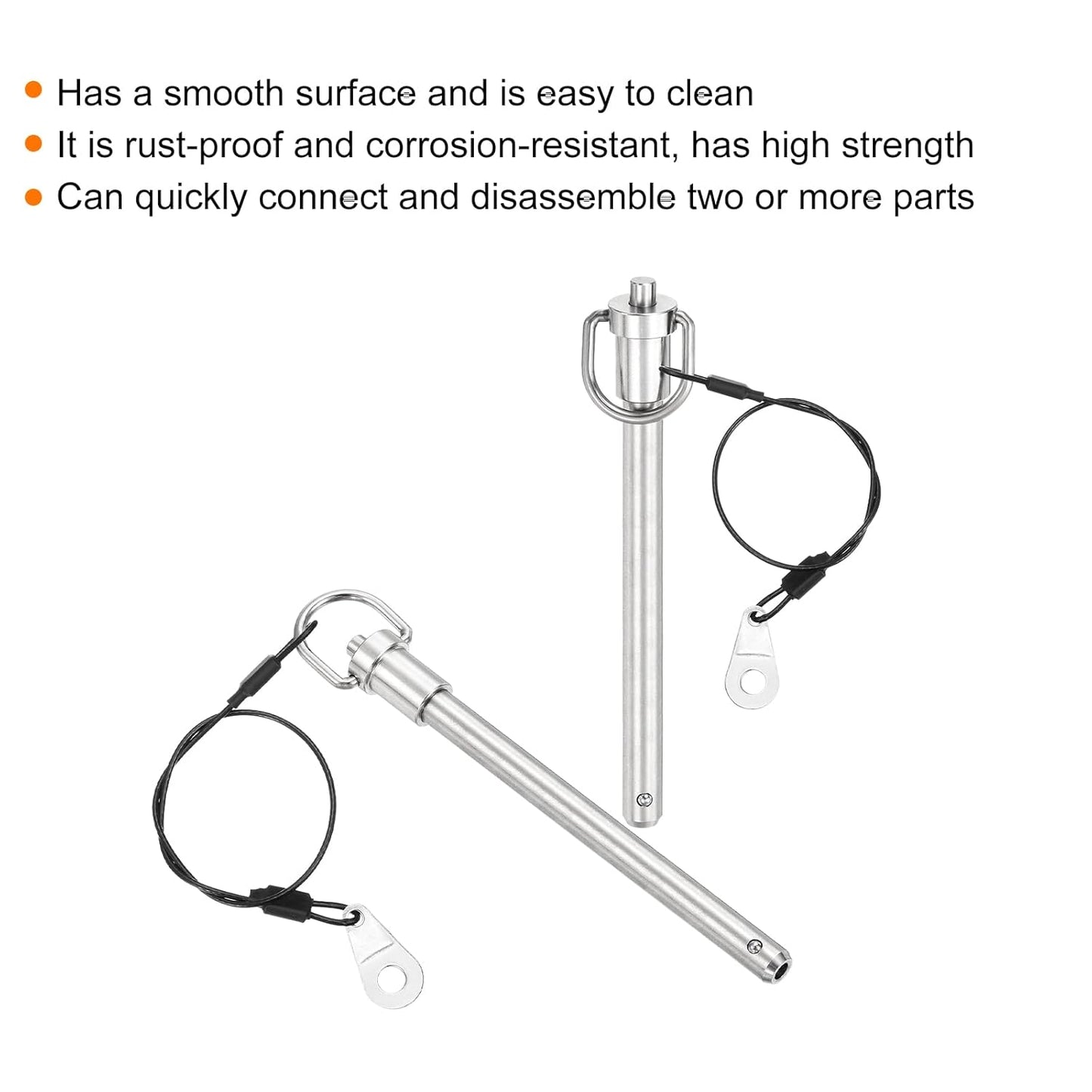 UXCELL 1 Pcs Quick Release Pin, 3/8" x 4" (Dia. x L), Stainless Steel, Silver