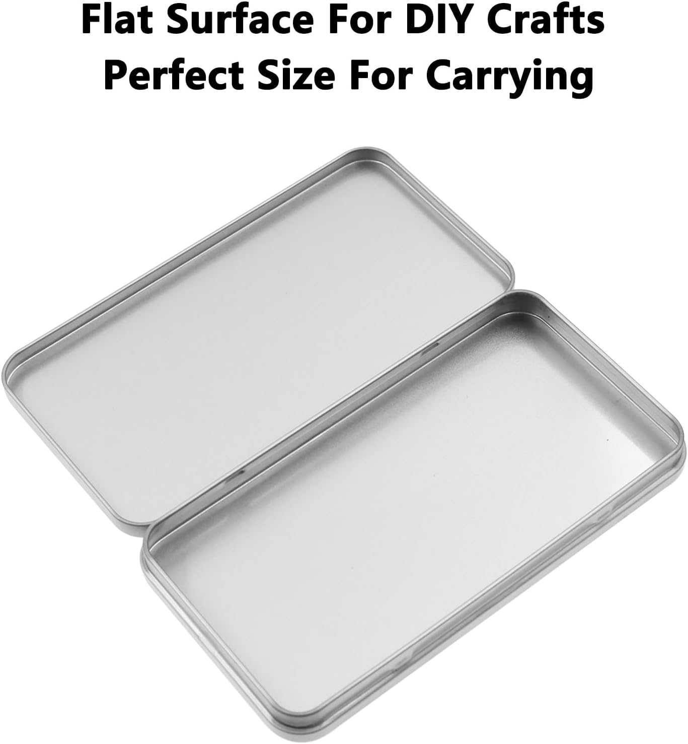 Metal Empty Boxes, Tin Boxes with Lid,Small Silver Tin Boxes,Stackable Organizer Containers,4PCS Storage Tin for Home Outdoor Active Storage Containers