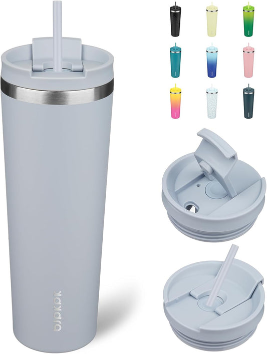 BJPKPK 30oz Stainless Steel Insulated Tumbler With lid And Straw Travel Coffee Thermal Tumblers Cup For Women And Men,Modern Blue