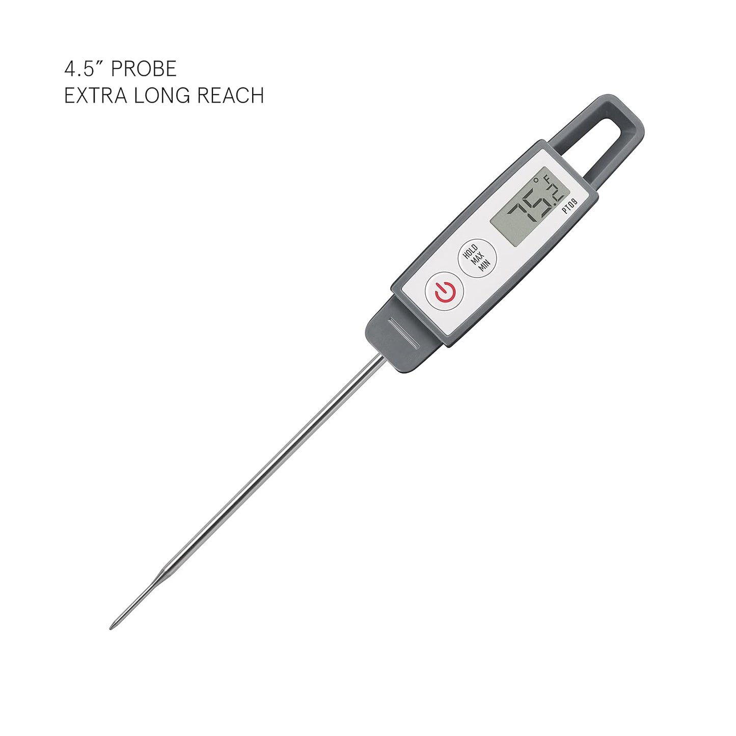 Lavatools PT09 Super-Quick Commercial Grade Digital Thermometer for Cooking, Meat, Candy, Candle, Liquid, Oil, 4.5" Compact Probe, Splash Proof, °C/°F Toggle, Hold Function - Sesame
