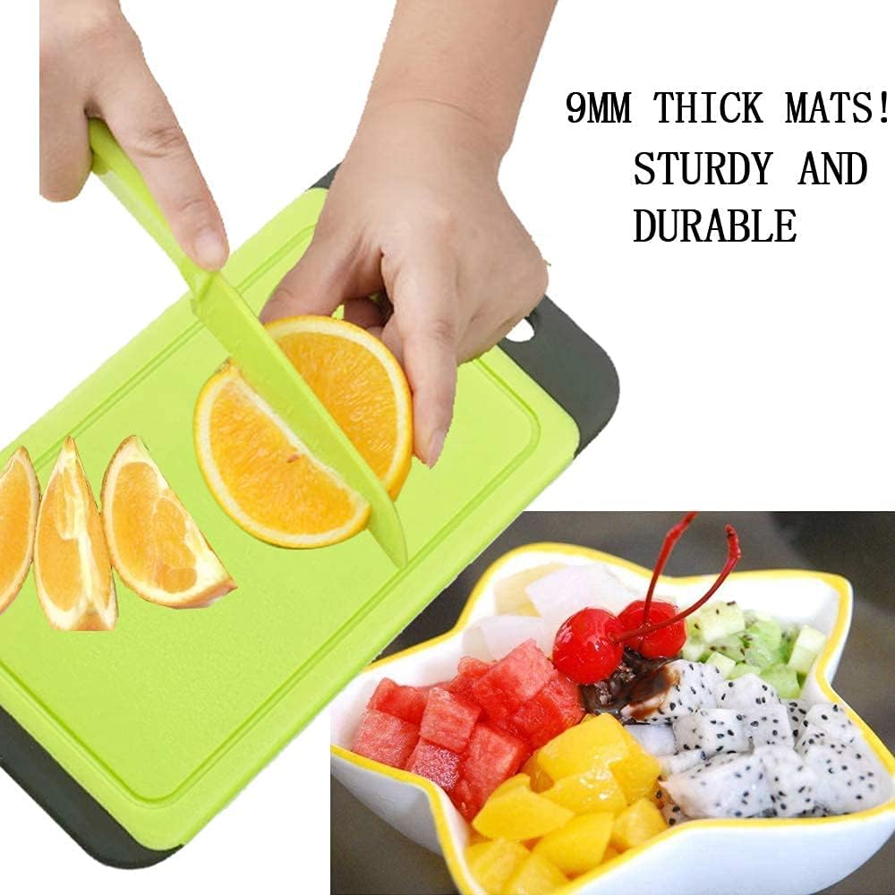 Mini Kitchen Cutting Board Mats, BPA Free, Dishwasher Safe, Juice Grooves, Thicker Boards, Easy Grip Handle, Non Porous, 2 pack