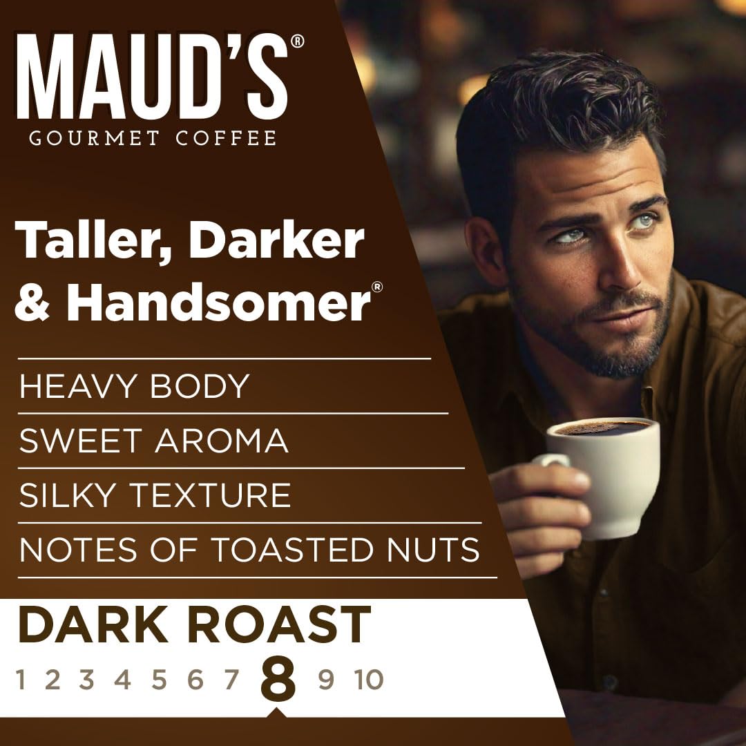 Maud's Organic Dark Roast Coffee Pods, 50 ct, Fair Trade & Single Origin Recyclable Single Serve Pods – 100% Arabica Coffee, Compatible with Keurig K Cups Maker