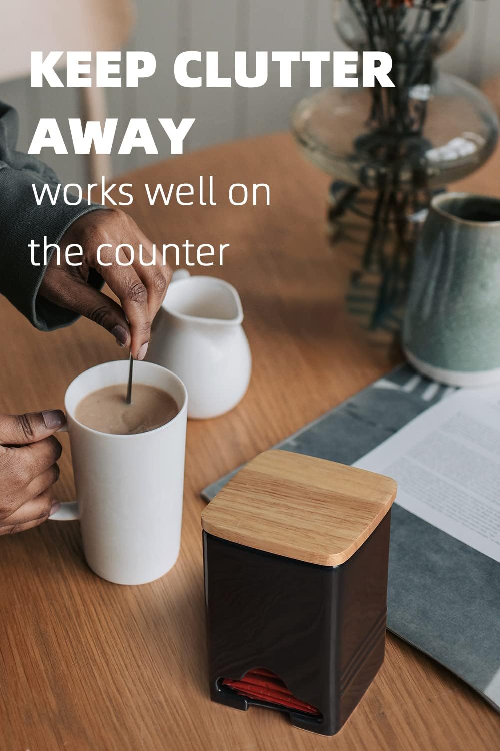 Ceramic Tea Bag Storage Organizer Caddy Holder with Lid (Navy)