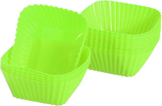uxcell 18Pcs Silicone Square Baking Cups, Green, Reusable, Perfect for Birthday Parties and Other Celebratory Events