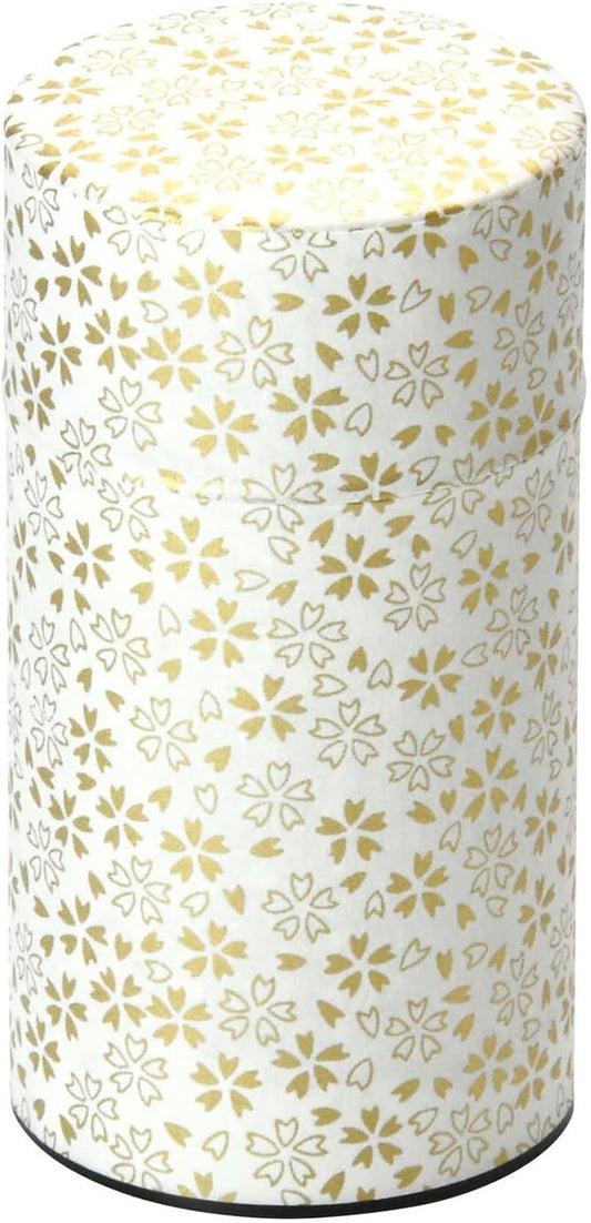 Japanese Pokkan Coffee Spice Tea Tin Canister Washi Paper Storage with Lid 7.05 oz Capacity (Kenran Hana)
