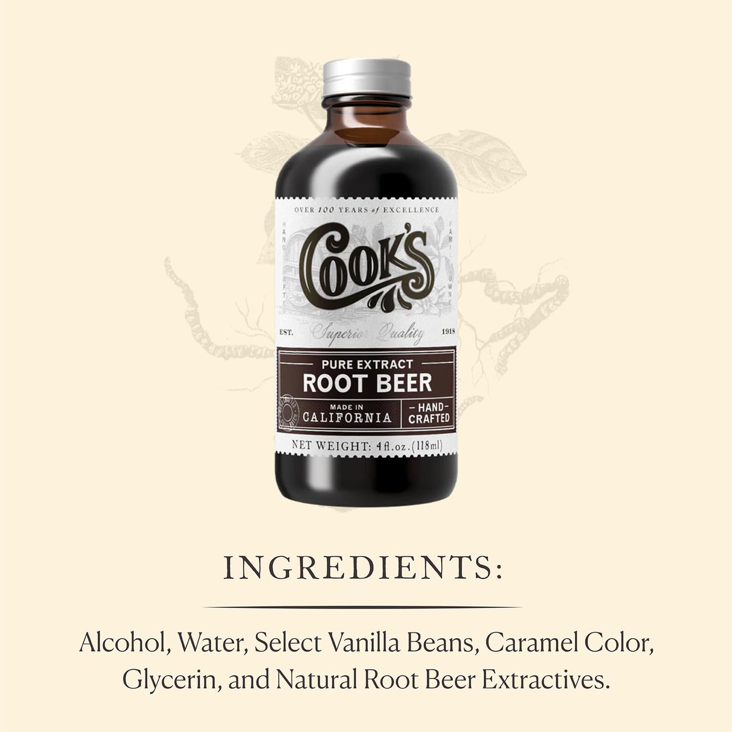 Cook's, Root Beer Extract Flavoring, For Root Beer Making and Baking, 4 Ounce