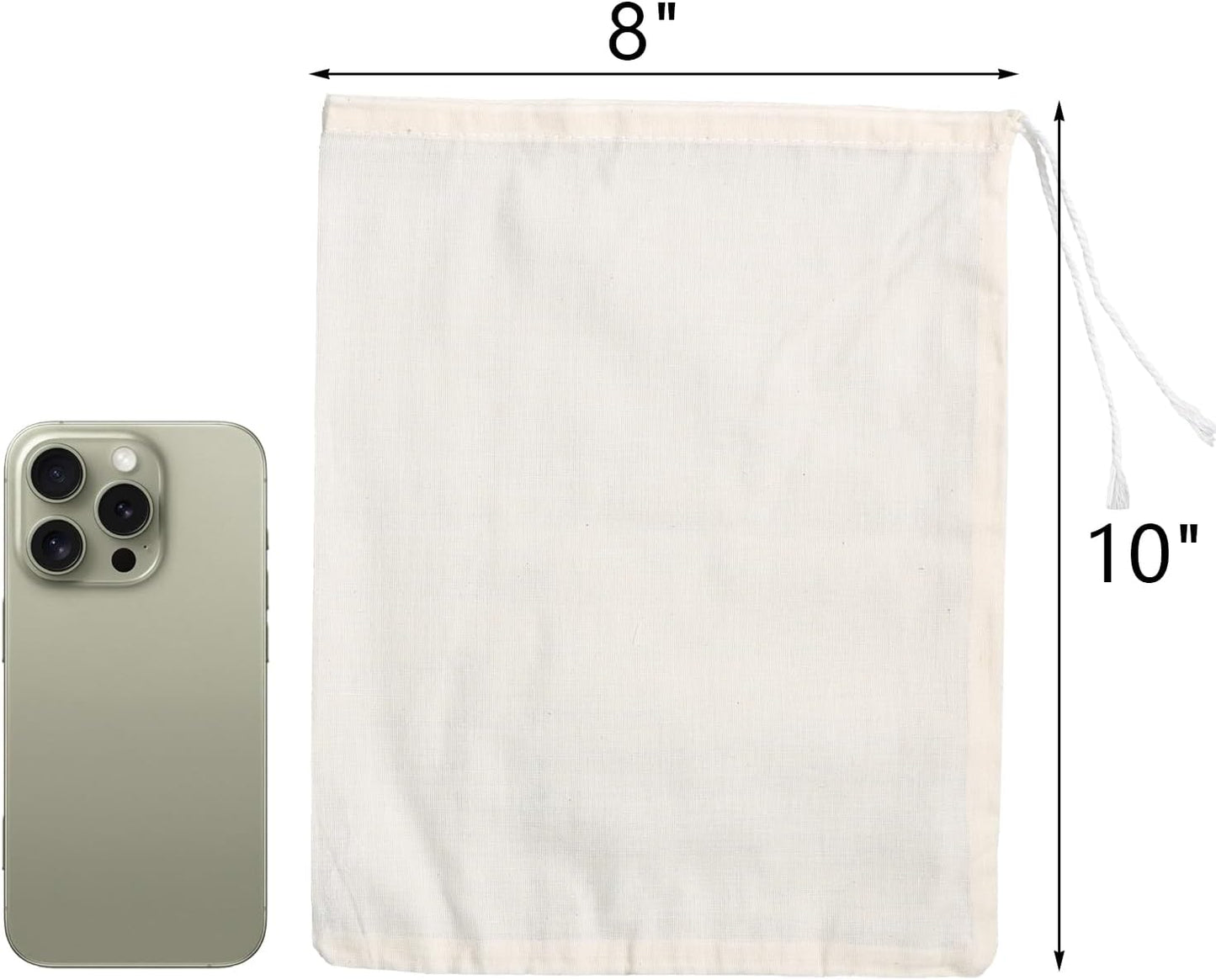 Eketirry Spice Bags, 20pcs Reusable Empty Tea Bags, Muslin Strainer Bags, Soup Bags for Cooking, Natural Cotton Fine Mesh Cheesecloth Bags for Cold Brew Coffee(8 x10Inch)