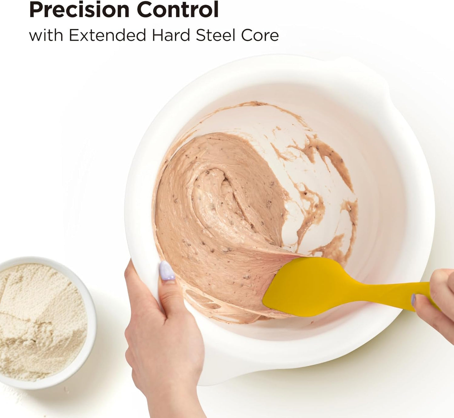 Kitchen Mama WaltzGrip Platinum Silicone Scraping Spatula: Heat Resistant, Seamless, Non Stick for Frying Pan Cookware, Safe, Flexible Bowl Scraper - Ideal for Mixing, Baking, Stirring (Yellow)