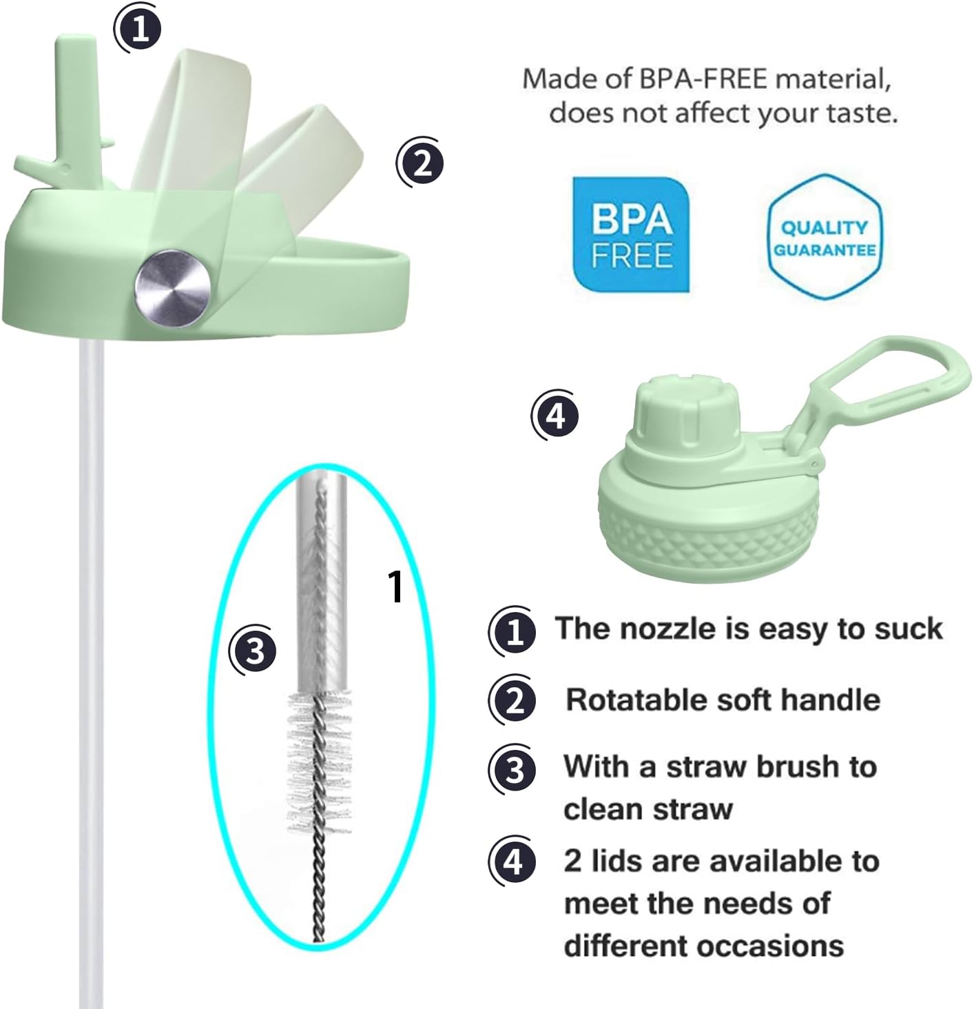 SENDESTAR 32oz Water Bottle Wide Mouth Stainless Steel Vacuum Insulated Double Wall with 2 Straw Lids Fit in Any Car Cup Holder TXIN-32-GG-1