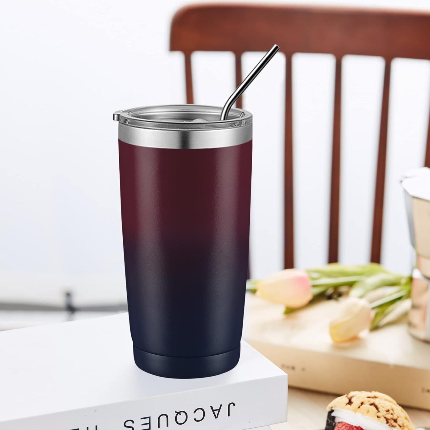 COMOOO 20oz Stainless Steel Tumbler Bulk with Lid and Straw Insulated Coffee Tumbler Cup Double Wall Vacuum Travel Mug for Cold Drinks and Hot Beverage (Mystery Moon,12 Pack)