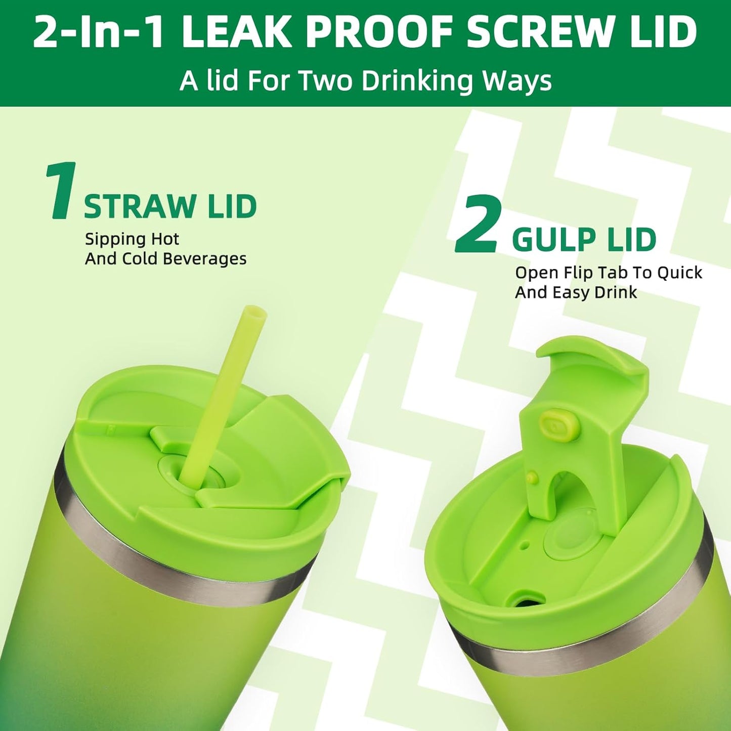 BJPKPK 34oz Tumbler With lid And Straw Stainless Steel Travel Coffee Mug Insulated Tumblers Cups,Bamboo Grove