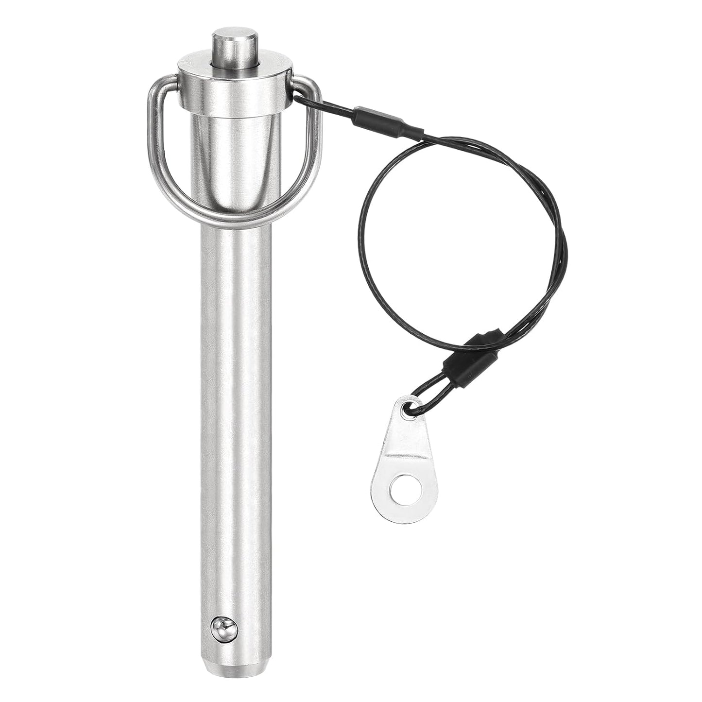 uxcell 1 Pcs Quick Release Pin, 1/2" x 3"(Dia. x L) Push-Button Ball Locking Pin 304 Stainless Steel Ring Handle Locking Pin with Wire for Audio Bimini Top Marine, Silver