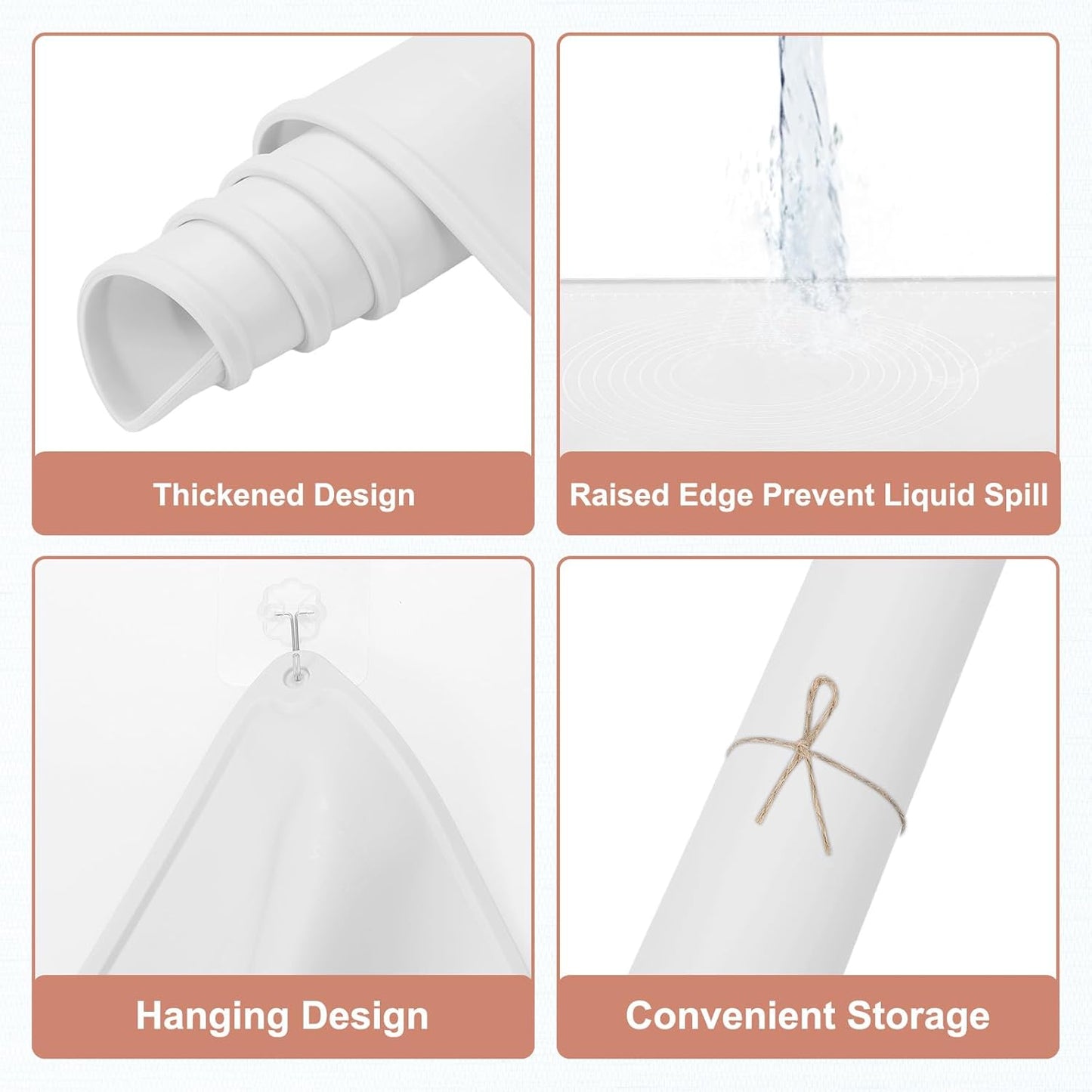 uxcell Silicone Pastry Mat, 19.7" x 15.8" Silicone Baking Mat with Measurements, Non-Stick Dough Rolling Mat for Making Pastry Cookies Bread Pizza White