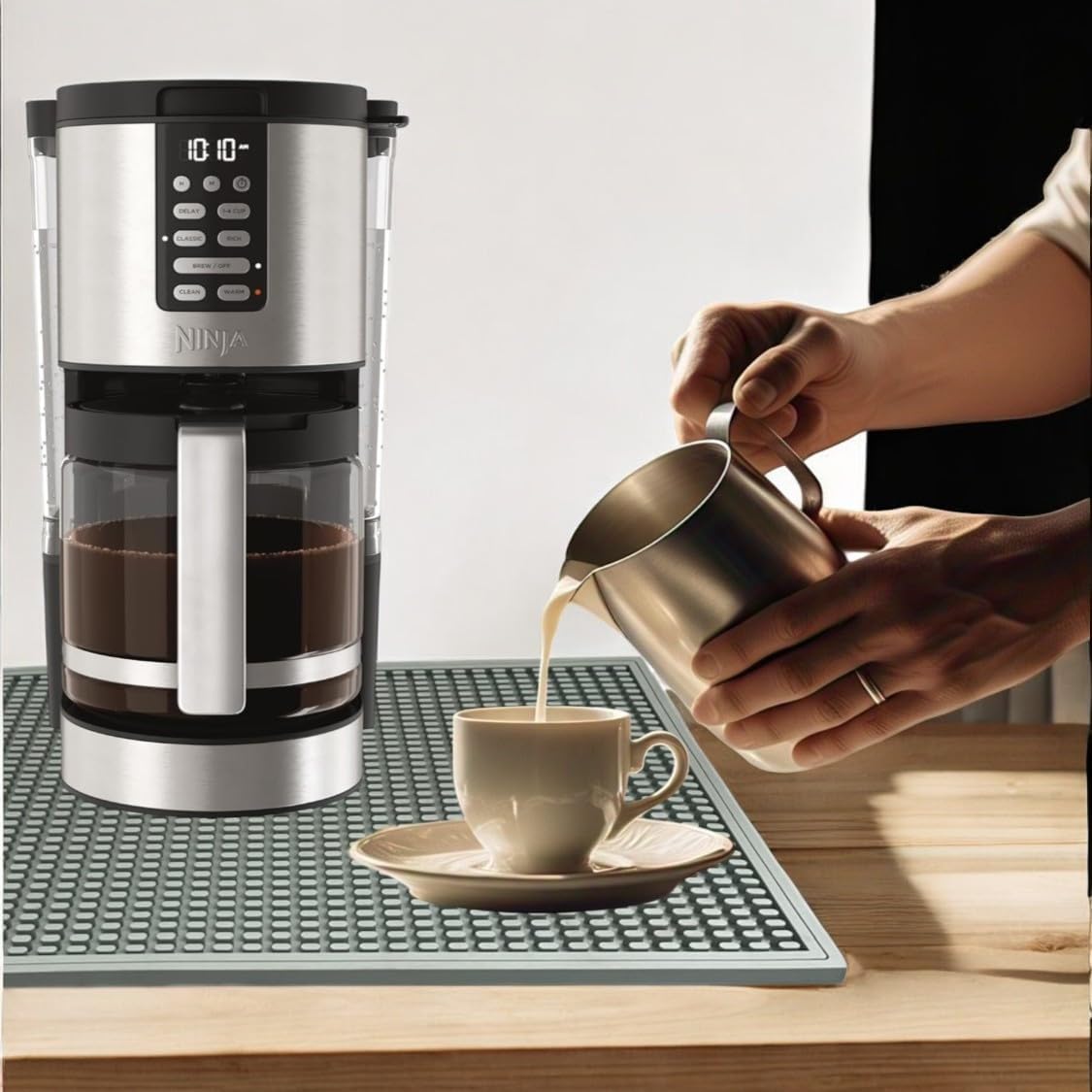 Bar Mats for Bartending - Rubber Bar Mat 18 x 12 inch - 0.4" Thick Flexible Drying Mat for Coffee Bar Kitchen Counter. Non-Slip Coffee Mat for Countertop - Coffee Bar Accessories