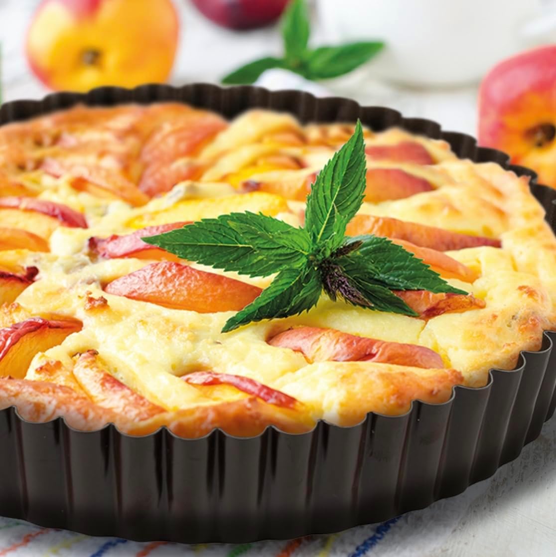 Paderno World Cuisine 9.5 Inch Fluted Non-Stick Tart Pan with Removable Bottom