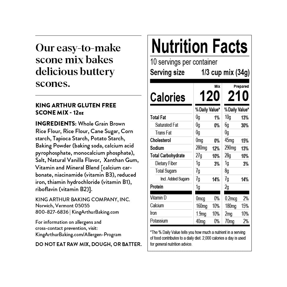 King Arthur Baking Company Gluten-Free Scone Mix 12 oz., Breakfast Mix, Non-GMO