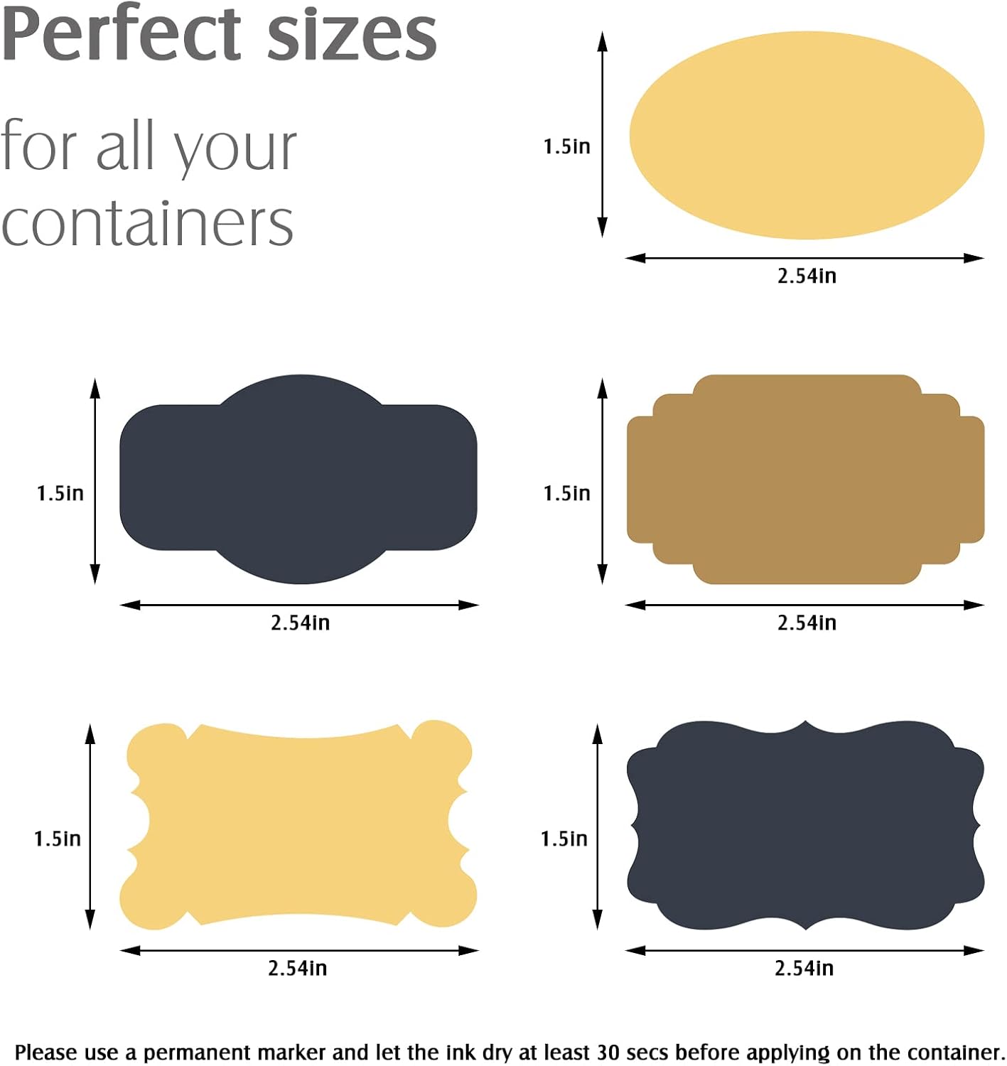 Nardo Visgo 108pcs Colored Labels for Food Containers with 2 Markers, Waterproof Removable Self-Adhesive Colorful Chalkboard Label Stickers for Kitchen Spice Jar Bottle Storage Bin Pantry Organizing