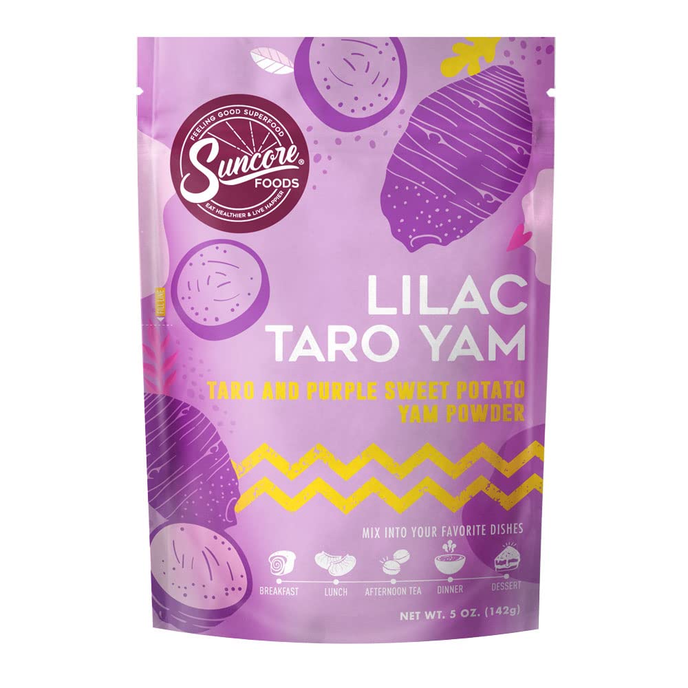 Suncore Foods Lilac Taro Yam Powder, Light Purple Food Coloring Powder, Gluten-Free, Non-GMO, 5oz (1 Pack)