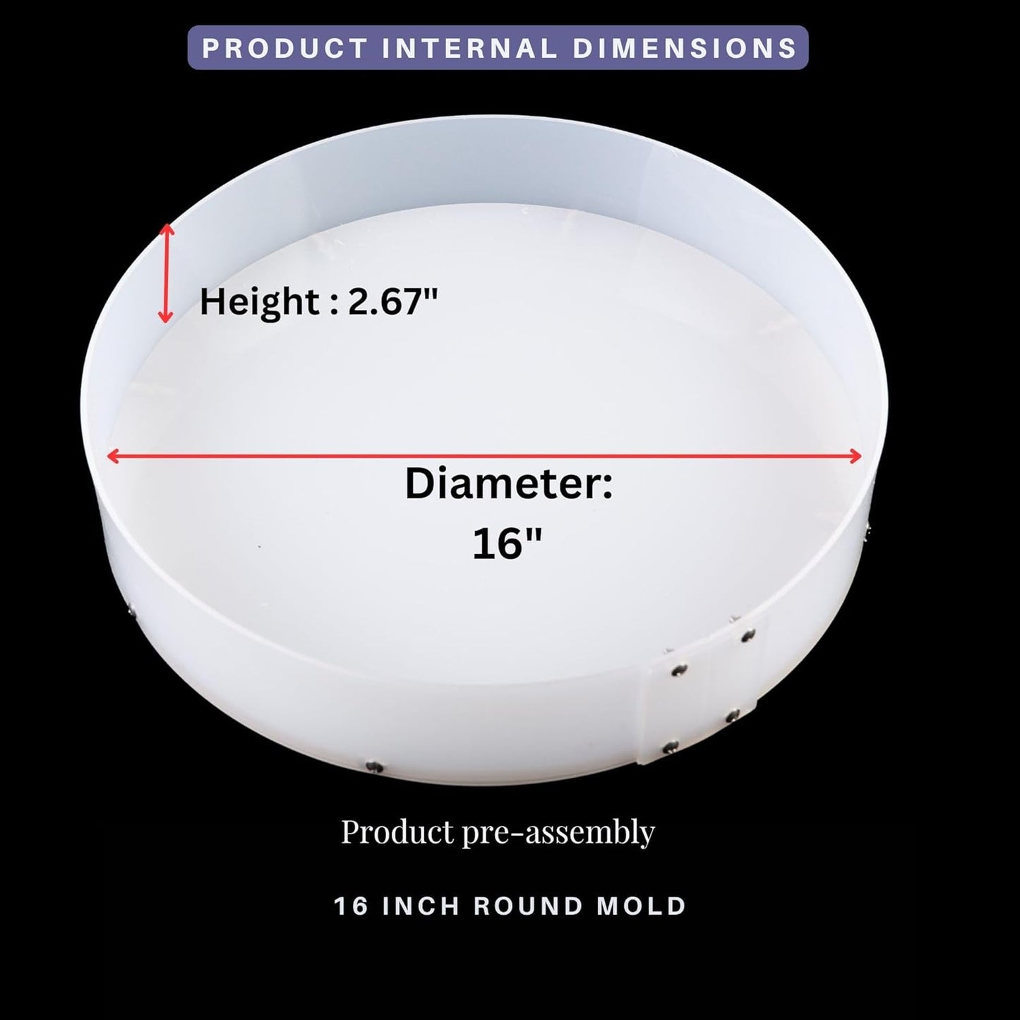 Resin Mold Large Round Deep -Kalinta 16inch Reusable Epoxy Round Molds for Resin Clock, Serving Tray Board, End Table，Floral Preservation Bouquet