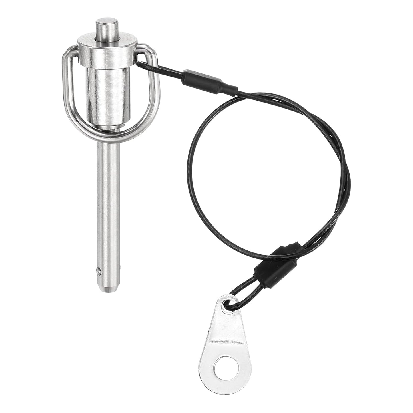 uxcell 1 Pcs Quick Release Pin, 1/4" x 1.57"(Dia. x L) Push-Button Ball Locking Pin 304 Stainless Steel Ring Handle Locking Pin with Wire for Audio Bimini Top Marine, Silver