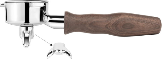 LILQ 54mm Spouted Portafilter Compatible with Breville Barista Express, Barista Pro, Bambino, and More – 18-20g basket included (Walnut, Double Spouts)