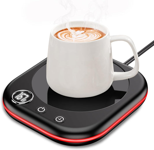Mug Warmer,40W Coffee Mug Warmer for Desk with Temperature Display, 4H Auto Shut Off, 3 Temp Settings & 1-12H Timer, Smart Electric Beverage Warmer for Coffee, Tea, Water, Milk and Coco(Black)