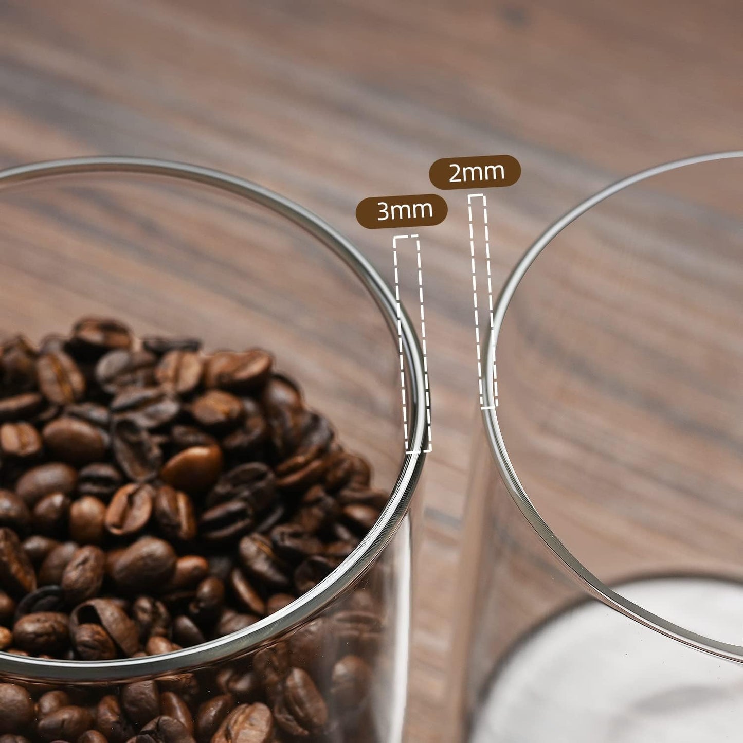 umieo Glass Food Storage Containers with Bamboo Lids Large Glass Food Storage Jars for Coffee Bar Tea Sugar (‎Clear Glass)