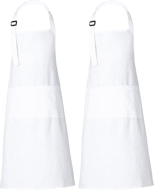 RAJRANG 100% Cotton Cooking Apron with 3 Pockets Kitchen Chef BBQ Adjustable Bib Aprons for Women Men