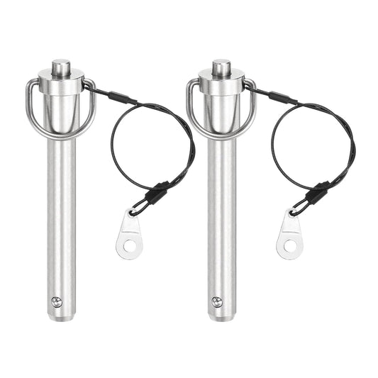 uxcell 2 Pcs Quick Release Pin, 1/2" x 3" (Dia. x L) Push-Button Ball Locking Pin, 304 Stainless Steel, Silver