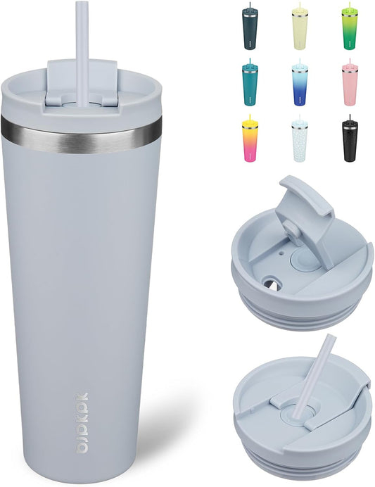 BJPKPK 26oz Stainless Steel Insulated Tumbler With lid And Straw Travel Coffee Thermal Tumblers Cup For Women And Men,Modern Blue