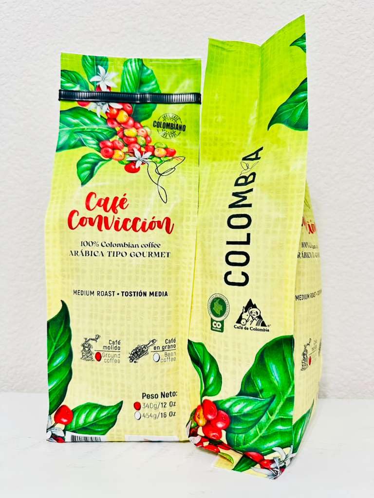 Cafe Conviccion – Premium Colombian Coffee 100% Arabica | Medium Roast | Freshly Ground | Specialty Coffee | 340gr/12 oz Resealable Bag