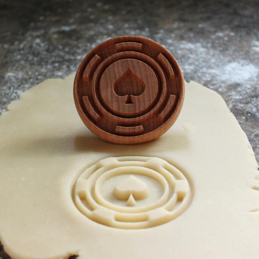Wood Cookie Stamp, 2.5 Inch (Spade Poker Chip CS-109)
