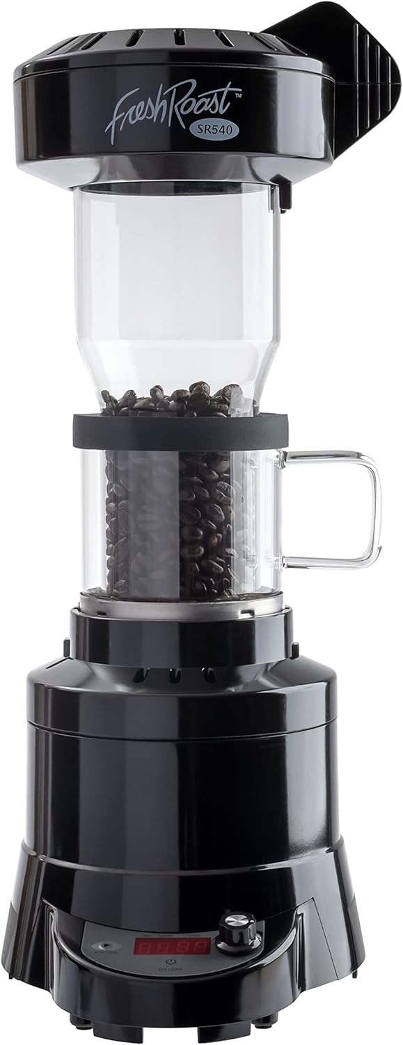 Fresh Roast Coffee Roaster Bundle SR540, Glass Extension Tube, Coffee Bean Cooler, (2 Lbs) 2 Sample Packs of Green Beans, (2- pack) Sample trays