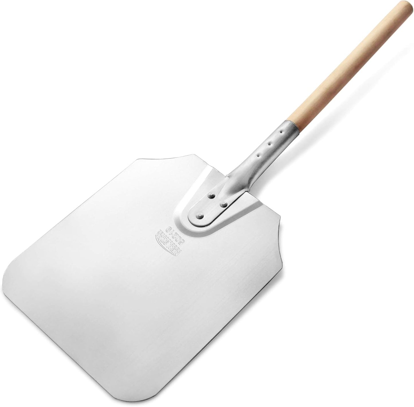 New Star Foodservice 50219 Aluminum Pizza Peel, Wooden Handle, 9 x 11 inch Blade, 26 inch overall