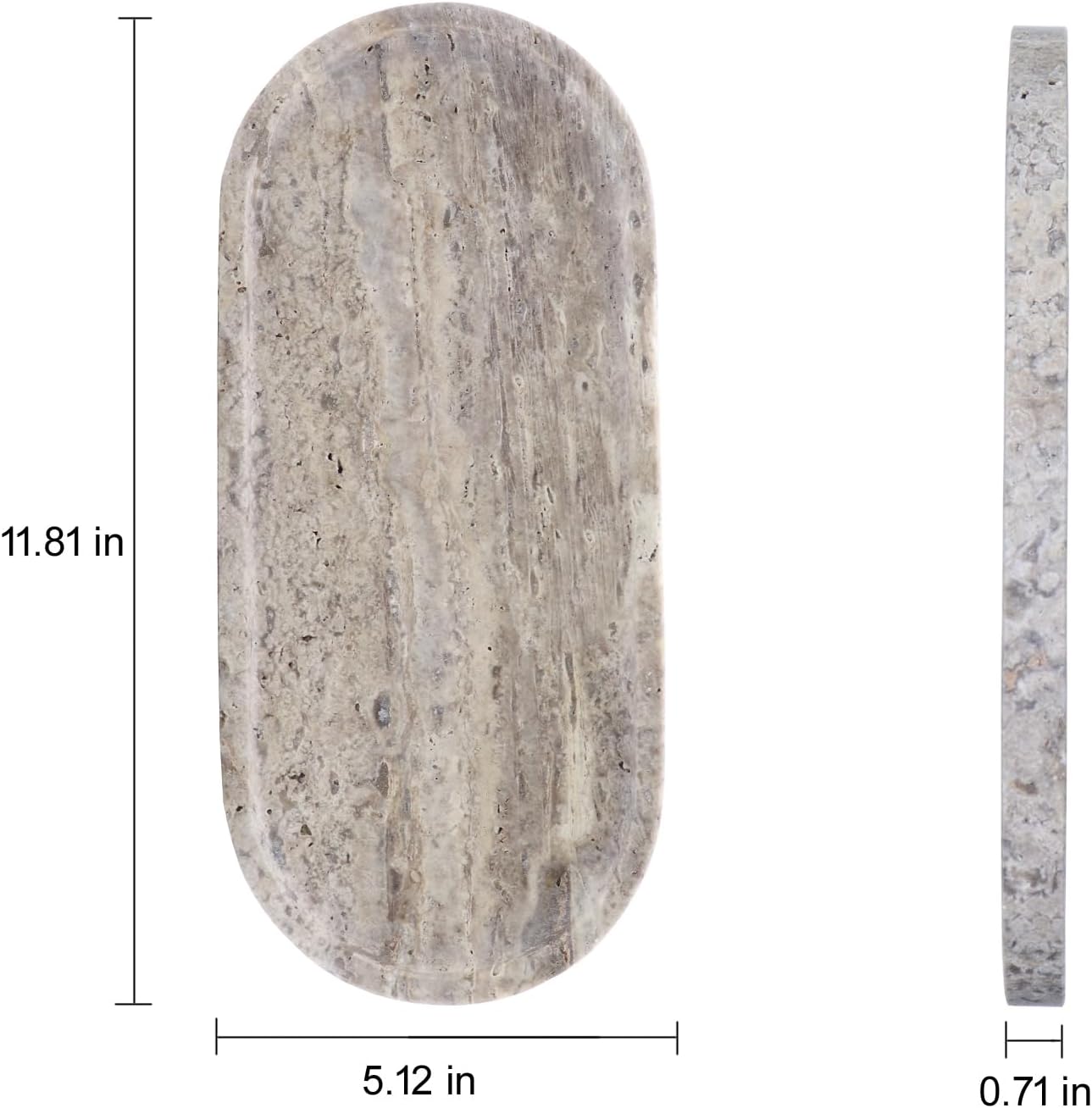 Natural Marble Tray, Oval Vanity Decorative Tray for Bathroom Counter, Countertop Stone Organizer, Catchall Tray for Kitchen, Perfume, Candles, Jewelry Dish Decorative Tray