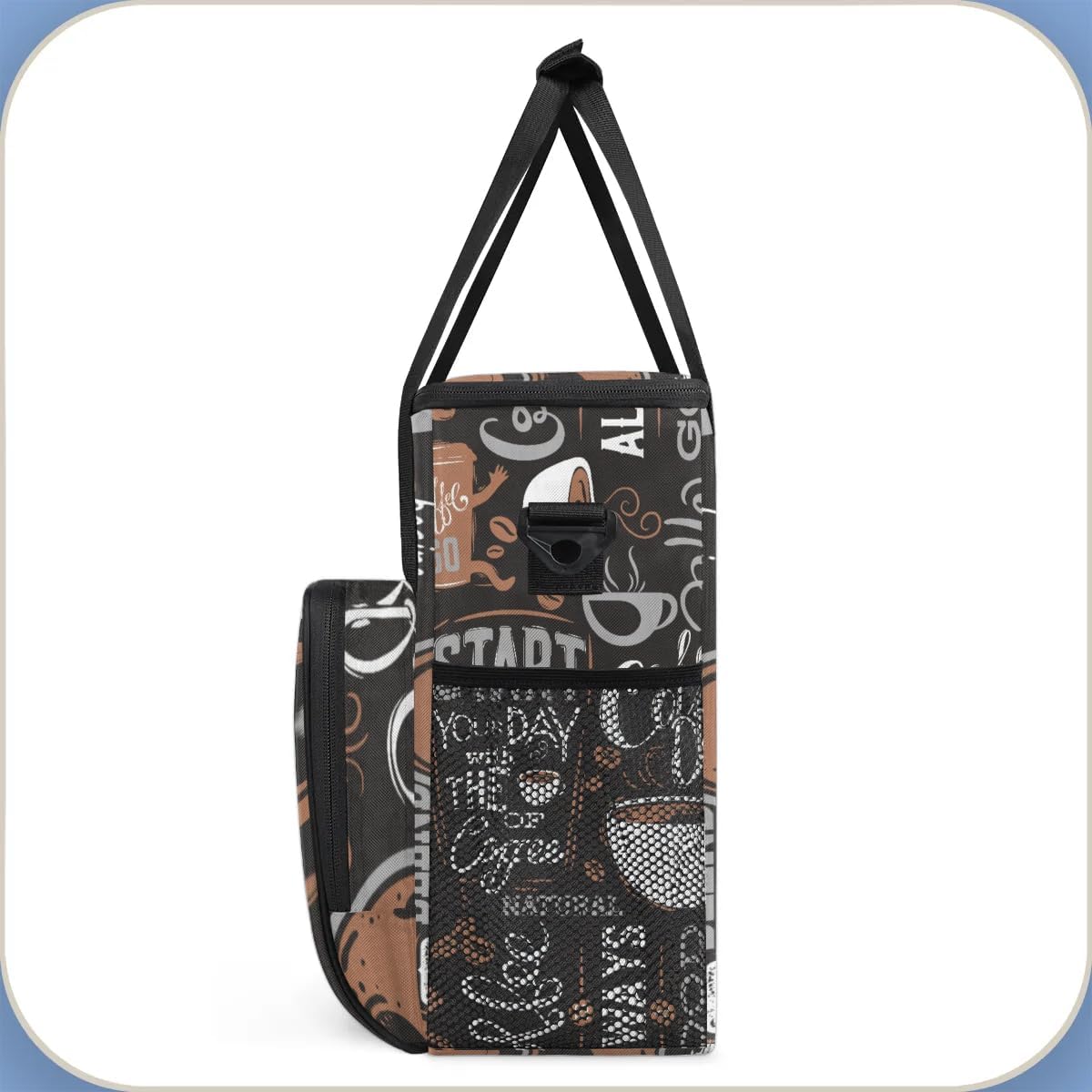 coffee cup coffee beans gray Coffee Maker Carring Bag Travel Carrying Storage Tote Bag Compatible Portable Single Serve Coffees Brewer Case with Pockets for K-cup Pods