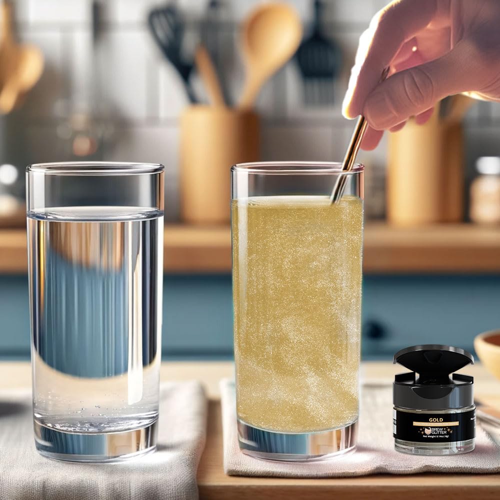 Brew Glitter - Gold (25g 1x Pump) | 100% Edible Glitter For Drinks, Cocktails, Beer & Beverages